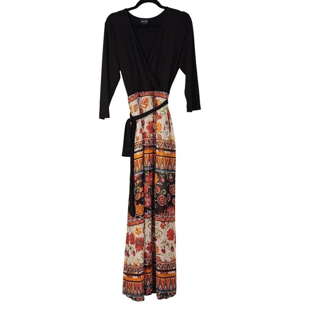 Eci maxi dress sz 12 women wrap top lined skirt boho fall events